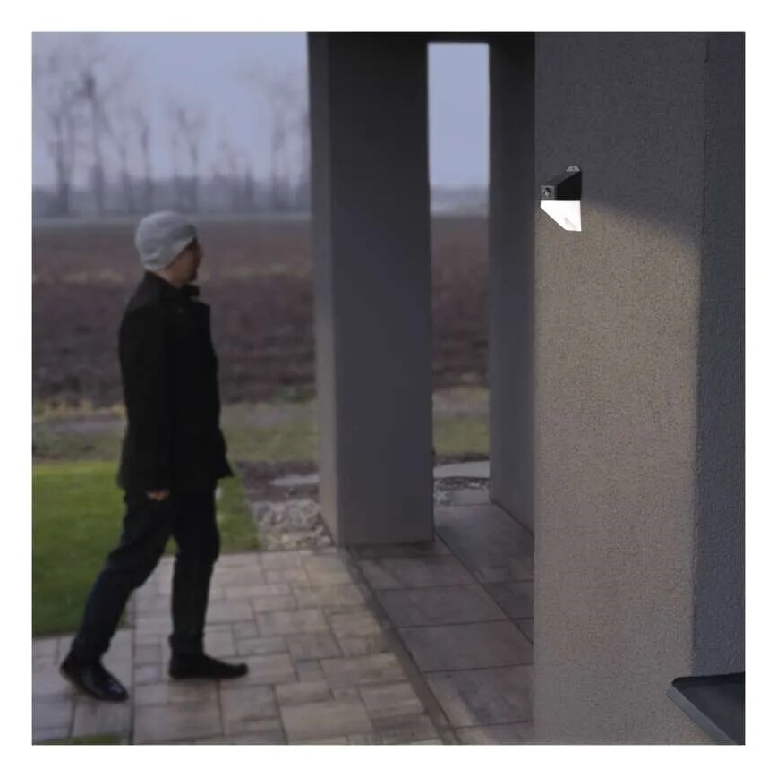 Iluminação solar de parede LED com sensor LUMI LED/3,7W IP65 preto