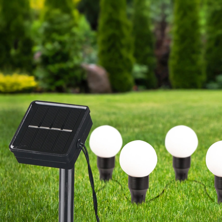 Iluminação solar LED KULKI 6xLED/1,2V 600 mAh 4,3 m IP44 preto/branco