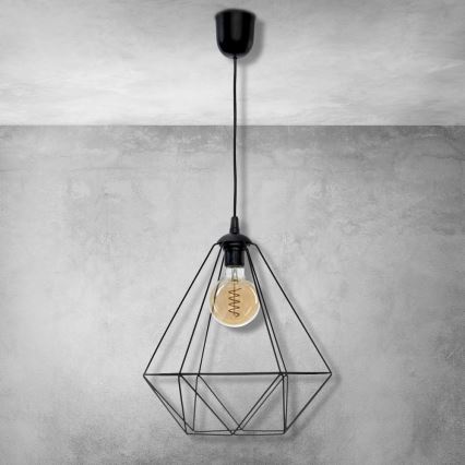 Iluminação suspensa BASKET 1xE27/60W/230V preta