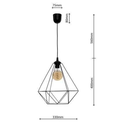Iluminação suspensa BASKET 1xE27/60W/230V preta