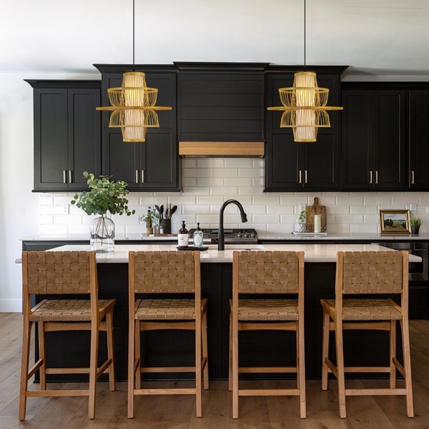 Candeeiro suspenso PINCHOS 1xE27/40W/230V diâmetro 45 cm bambu