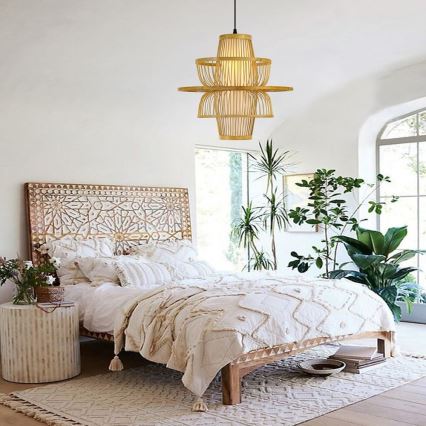 Candeeiro suspenso PINCHOS 1xE27/40W/230V diâmetro 45 cm bambu