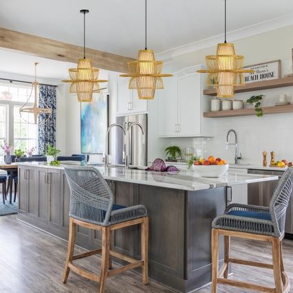 Candeeiro suspenso PINCHOS 1xE27/40W/230V diâmetro 45 cm bambu