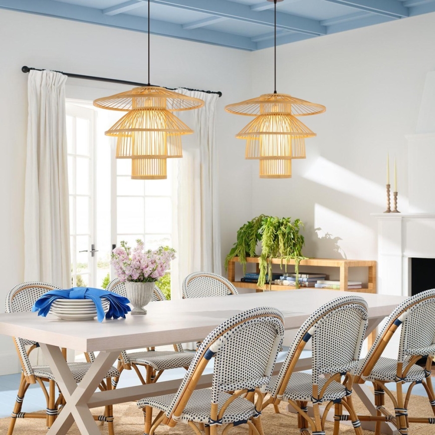 Candeeiro suspenso PINCHOS 1xE27/40W/230V diâmetro 50 cm bambu