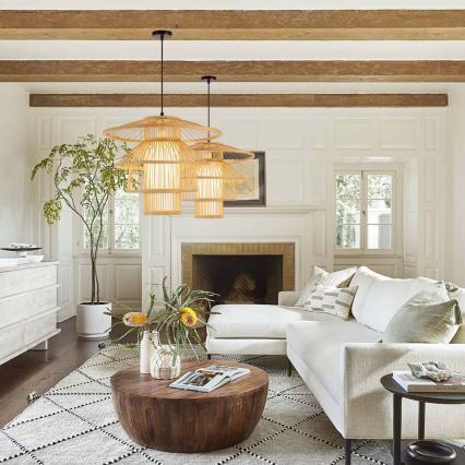 Candeeiro suspenso PINCHOS 1xE27/40W/230V diâmetro 50 cm bambu