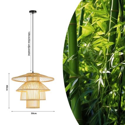 Candeeiro suspenso PINCHOS 1xE27/40W/230V diâmetro 50 cm bambu