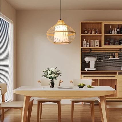 Candeeiro suspenso PINCHOS 1xE27/40W/230V diâmetro 40 cm bambu