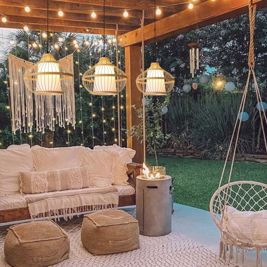 Candeeiro suspenso PINCHOS 1xE27/40W/230V diâmetro 40 cm bambu