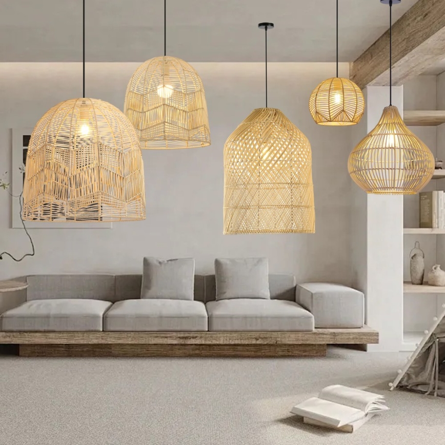 Candeeiro suspenso PELO 1xE27/40W/230V diâmetro 40 cm vime