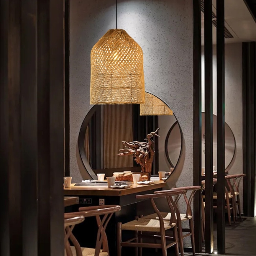 Candeeiro suspenso PELO 1xE27/40W/230V diâmetro 35 cm vime