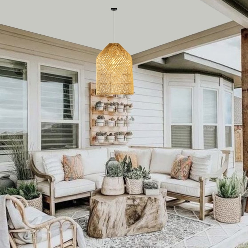 Candeeiro suspenso PELO 1xE27/40W/230V diâmetro 35 cm vime