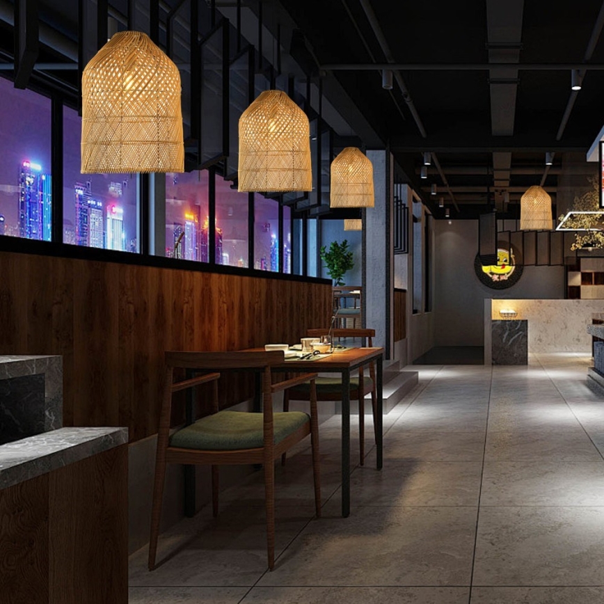 Candeeiro suspenso PELO 1xE27/40W/230V diâmetro 35 cm vime