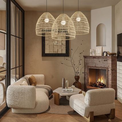 Candeeiro pendente com cabo BOHO DELICADO 1xE27/40W/230V Ø 38 cm