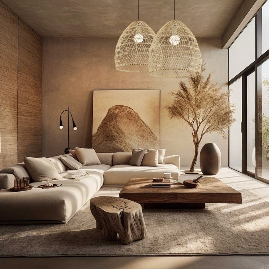 Candeeiro pendente com cabo BOHO DELICADO 1xE27/40W/230V Ø 38 cm