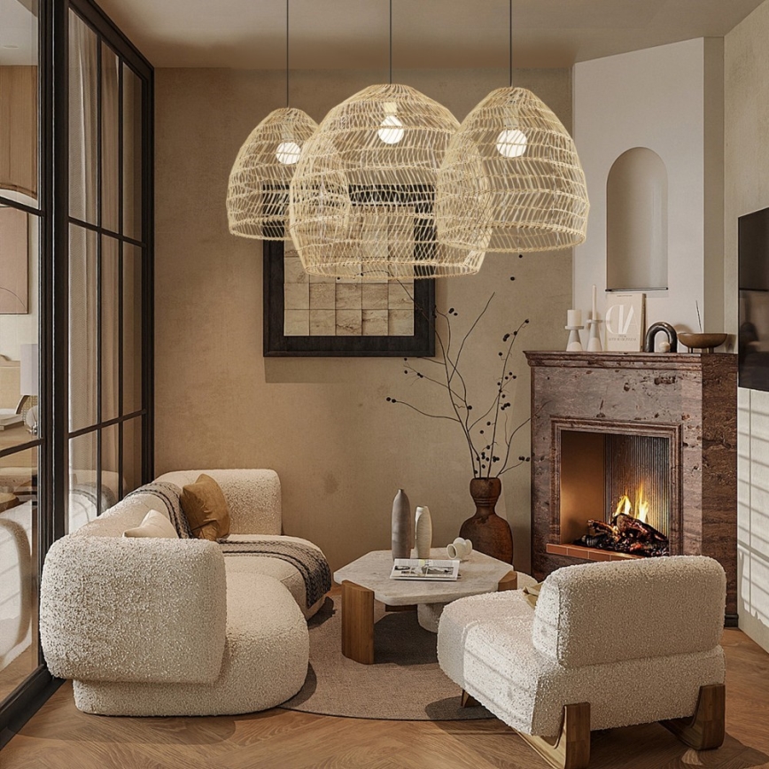 Candeeiro pendente com cabo BOHO DELICADO 1xE27/40W/230V Ø 38 cm