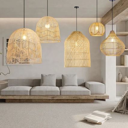 Candeeiro suspenso PELO 1xE27/40W/230V diâmetro 40 cm vime