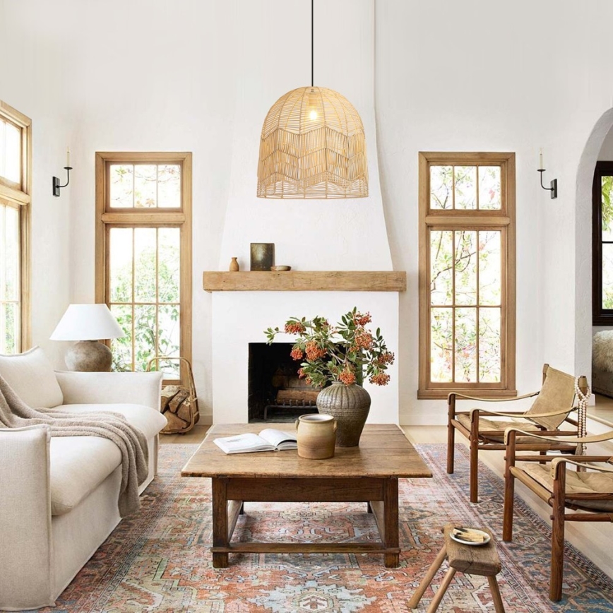 Candeeiro suspenso PELO 1xE27/40W/230V diâmetro 50 cm vime