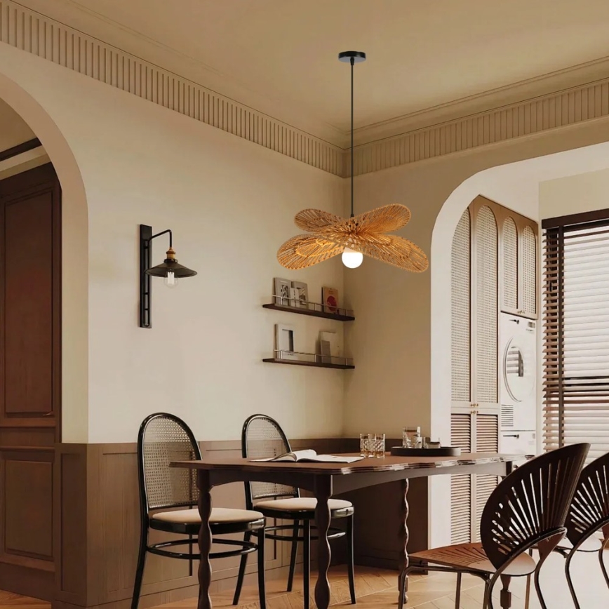 Candeeiro suspenso MARIPOSA 1xE27/40W/230V diâmetro 50 cm juta