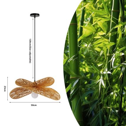 Candeeiro suspenso MARIPOSA 1xE27/40W/230V diâmetro 50 cm juta