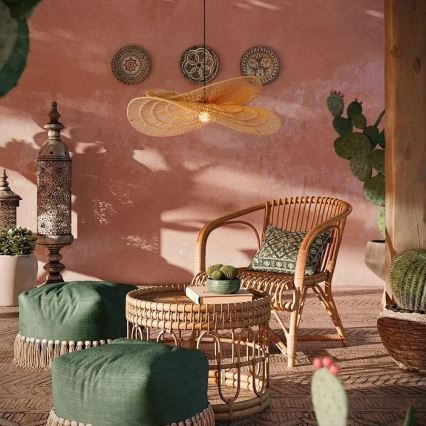 Candeeiro suspenso MARIPOSA 1xE27/40W/230V diâmetro 80 cm juta