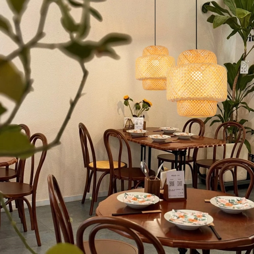 Candeeiro suspenso HILO 1xE27/40W/230V diâmetro 38 cm bambu