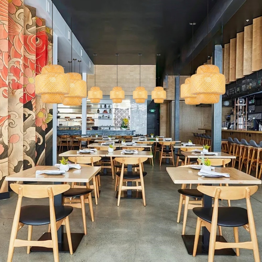 Candeeiro suspenso HILO 1xE27/40W/230V diâmetro 38 cm bambu