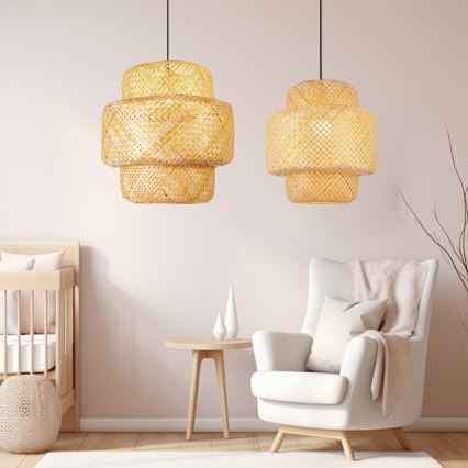 Candeeiro suspenso HILO 1xE27/40W/230V diâmetro 38 cm bambu