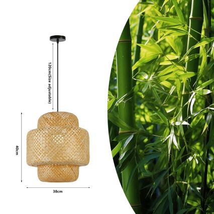 Candeeiro suspenso HILO 1xE27/40W/230V diâmetro 38 cm bambu
