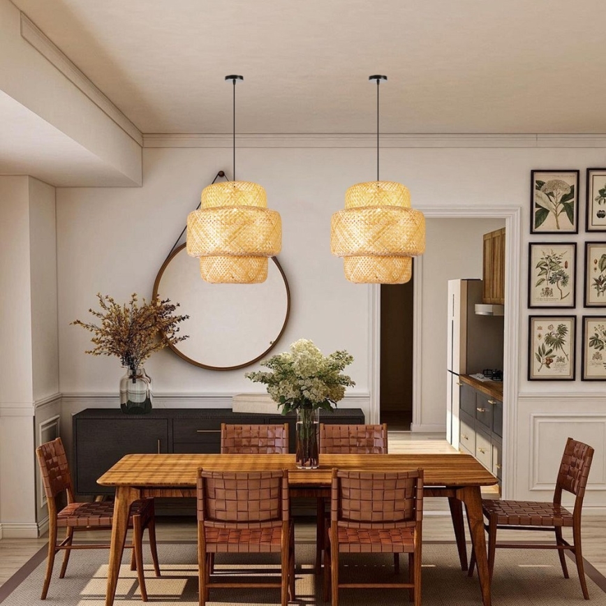 Candeeiro suspenso HILO 1xE27/40W/230V diâmetro 47 cm bambu