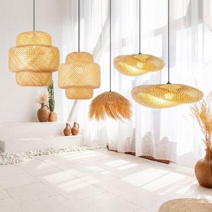 Candeeiro suspenso HILO 1xE27/40W/230V diâmetro 47 cm bambu