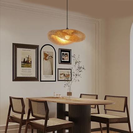 Candeeiro suspenso HILO 1xE27/40W/230V diâmetro 60 cm bambu
