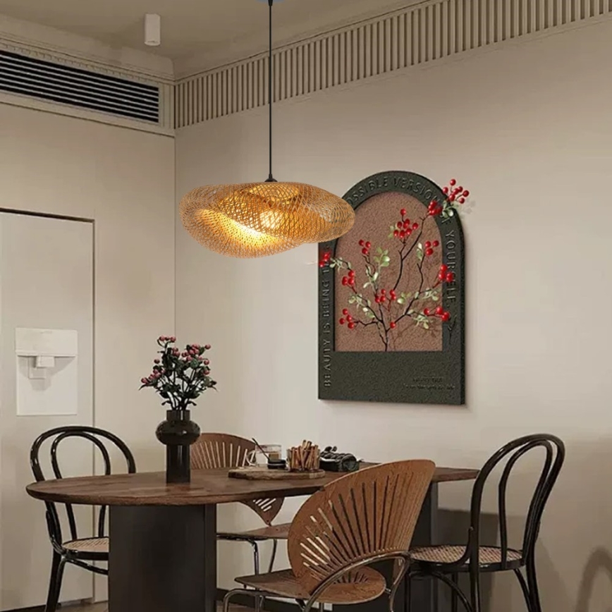 Candeeiro suspenso HILO 1xE27/40W/230V diâmetro 60 cm bambu