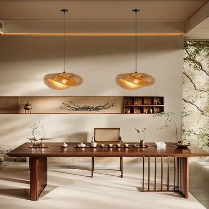 Candeeiro suspenso HILO 1xE27/40W/230V diâmetro 60 cm bambu