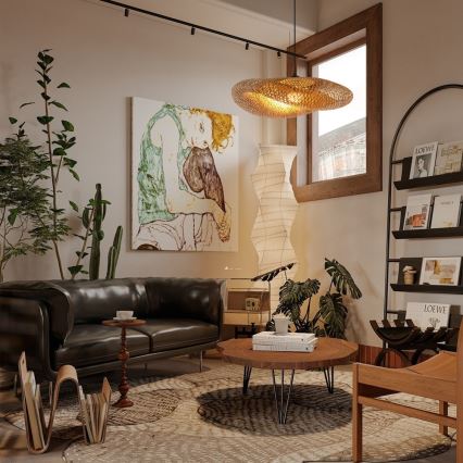 Candeeiro suspenso HILO 1xE27/40W/230V diâmetro 80 cm bambu