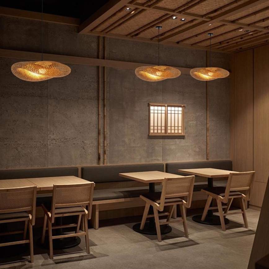 Candeeiro suspenso HILO 1xE27/40W/230V diâmetro 80 cm bambu