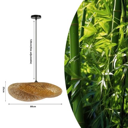 Candeeiro suspenso HILO 1xE27/40W/230V diâmetro 80 cm bambu
