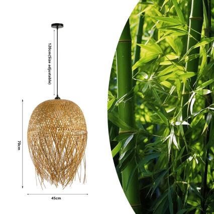 Candeeiro suspenso HILO 1xE27/40W/230V diâmetro 45 cm bambu