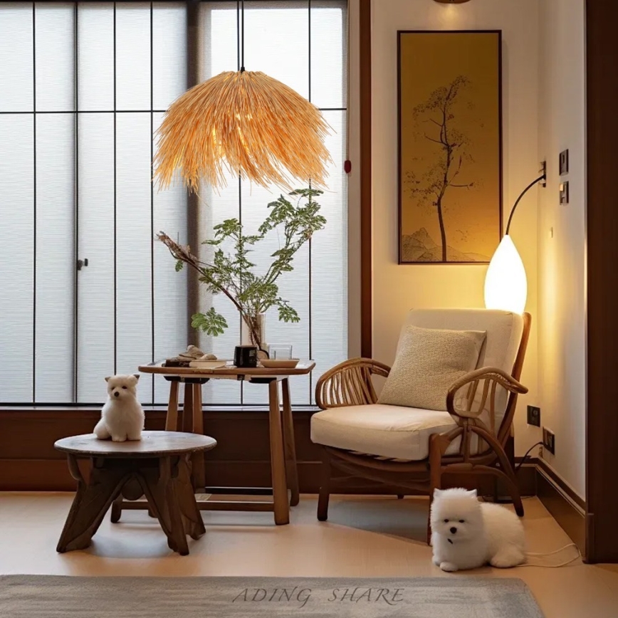 Candeeiro suspenso NATURALEZA 1xE27/40W/230V diâmetro 55 cm vime