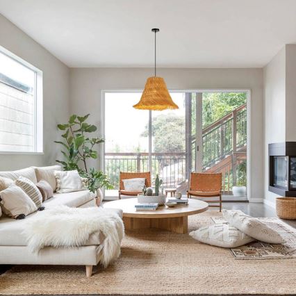 Candeeiro suspenso NATURALEZA 1xE27/40W/230V diâmetro 45 cm vime