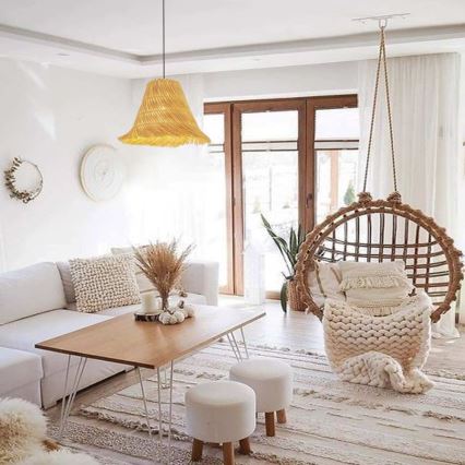 Candeeiro suspenso NATURALEZA 1xE27/40W/230V diâmetro 45 cm vime