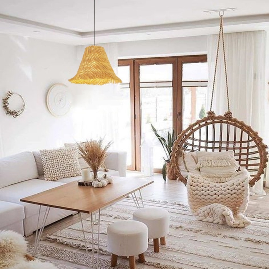 Candeeiro suspenso NATURALEZA 1xE27/40W/230V diâmetro 45 cm vime