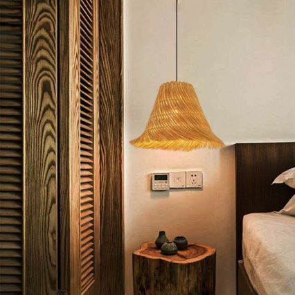 Candeeiro suspenso NATURALEZA 1xE27/40W/230V diâmetro 45 cm vime