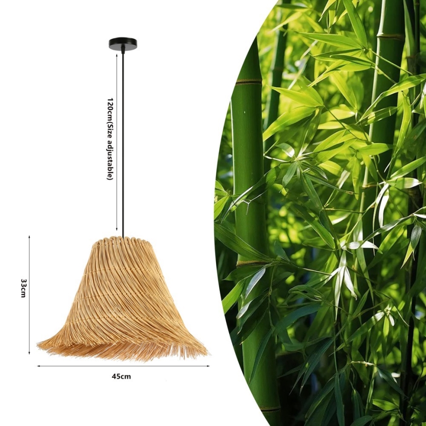 Candeeiro suspenso NATURALEZA 1xE27/40W/230V diâmetro 45 cm vime