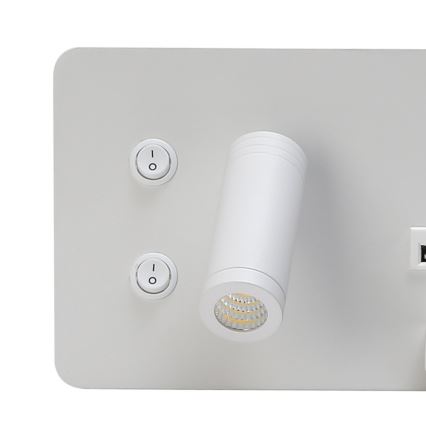 Immax 08285L - Luminária de parede LED com prateleira, porta USB e carregamento sem fio Be PREPARE LED/3W/230V + LED/3W branco