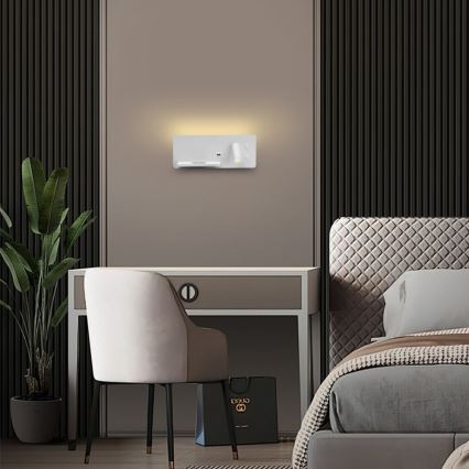 Immax 08286L - Luminária de parede LED com prateleira, porta USB e carregamento sem fio Be PREPARE LED/3W/230V + LED/3W branco