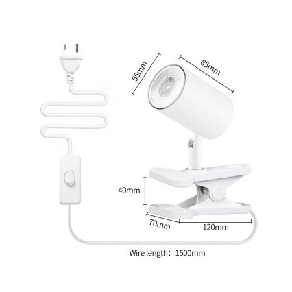 Candeeiro com clip PUNTO 1xGU10/9W/230V branco