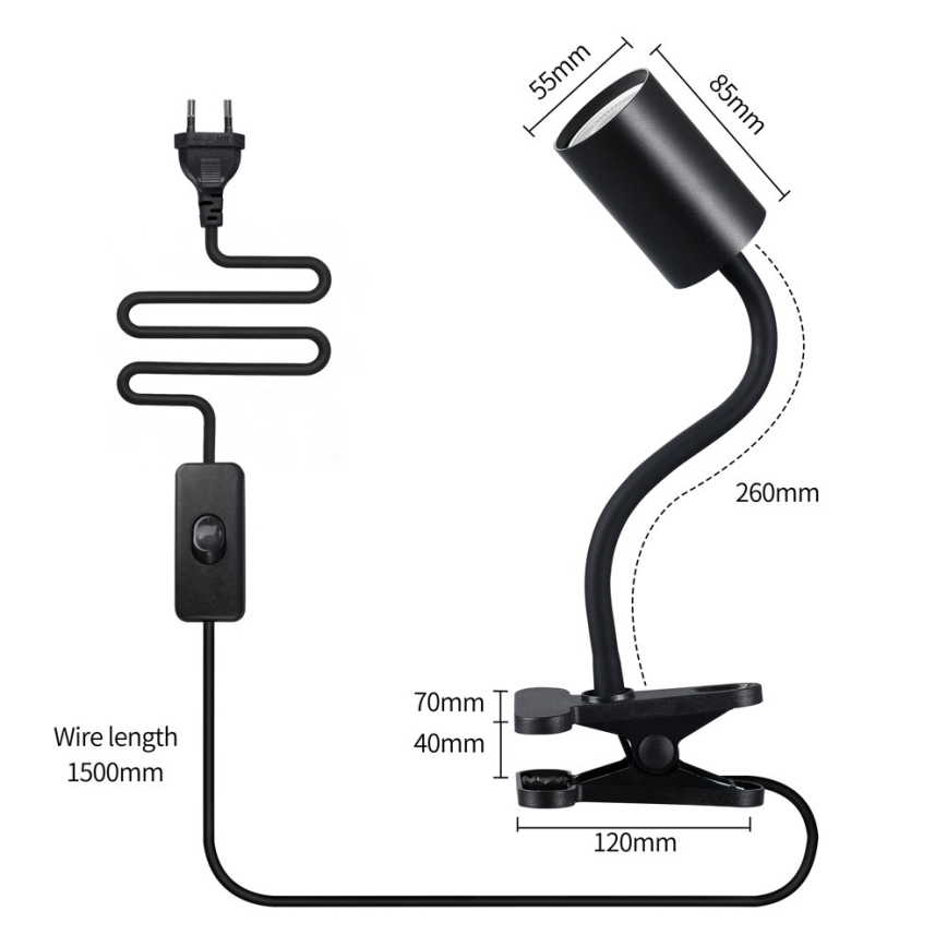 Candeeiro flexível com clipe PUNTO 1xGU10/9W/230V preto