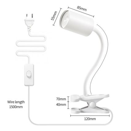 Luminária flexível com clipe PUNTO 1xGU10/9W/230V branca