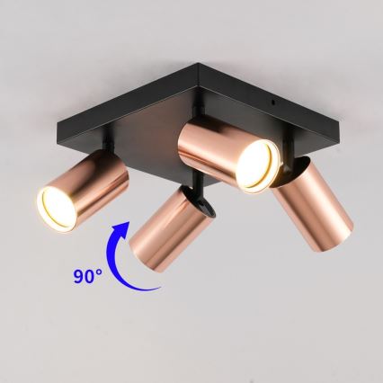 Candeeiro de focos PUNTO 4xGU10/9W/230V ouro rosa