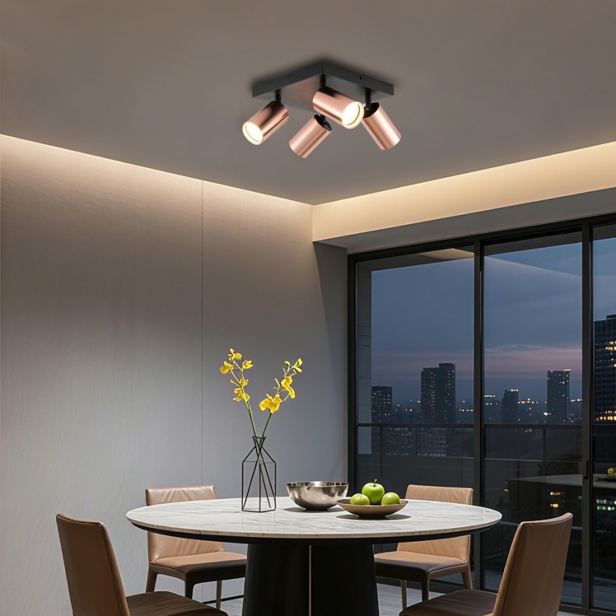 Candeeiro de focos PUNTO 4xGU10/9W/230V ouro rosa